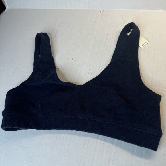 OFFLINE by Aerie Summer Lights Terry Sports Bra Royal Navy Plunge Medium NWT - Picture 3 of 7